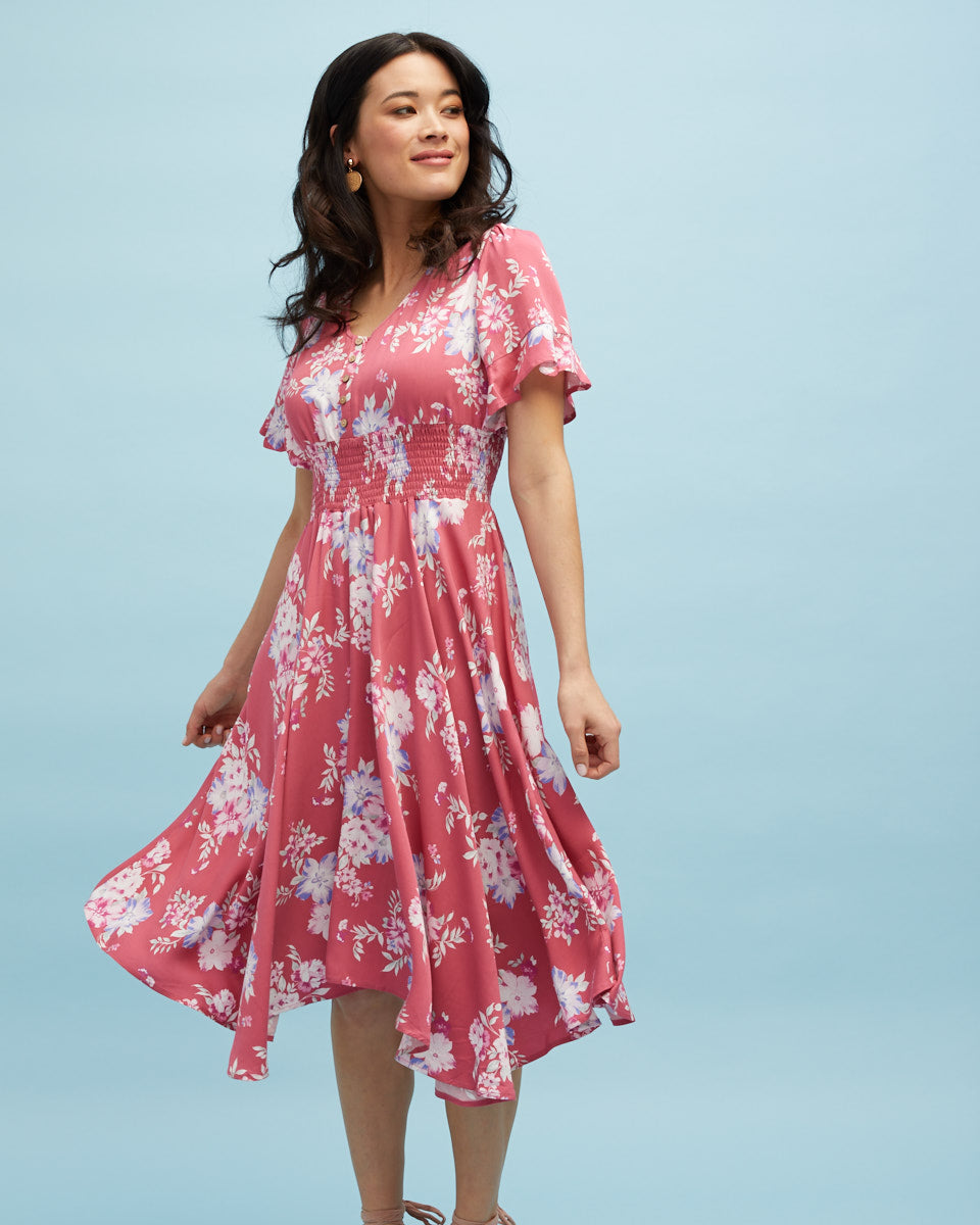 Midi Nursing Dress - Rose Floral - Peachymama - 4