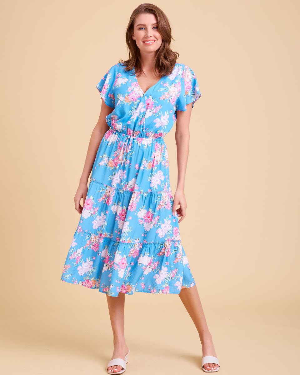 Honeysuckle Midi Nursing Dress - Eden Floral - Peachymama