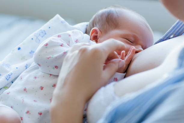 a baby breastfeeding