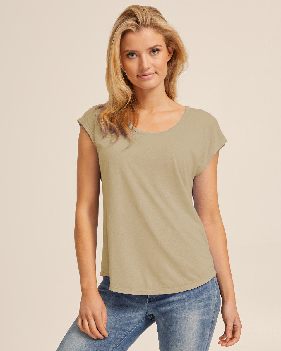 Linen Nursing Tee - Sand - Peachymama