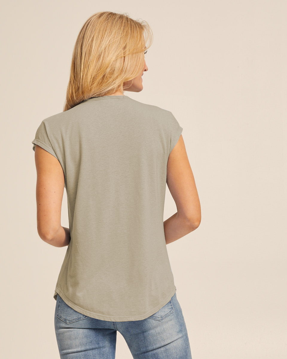 Linen Nursing Tee - Sand - Peachymama