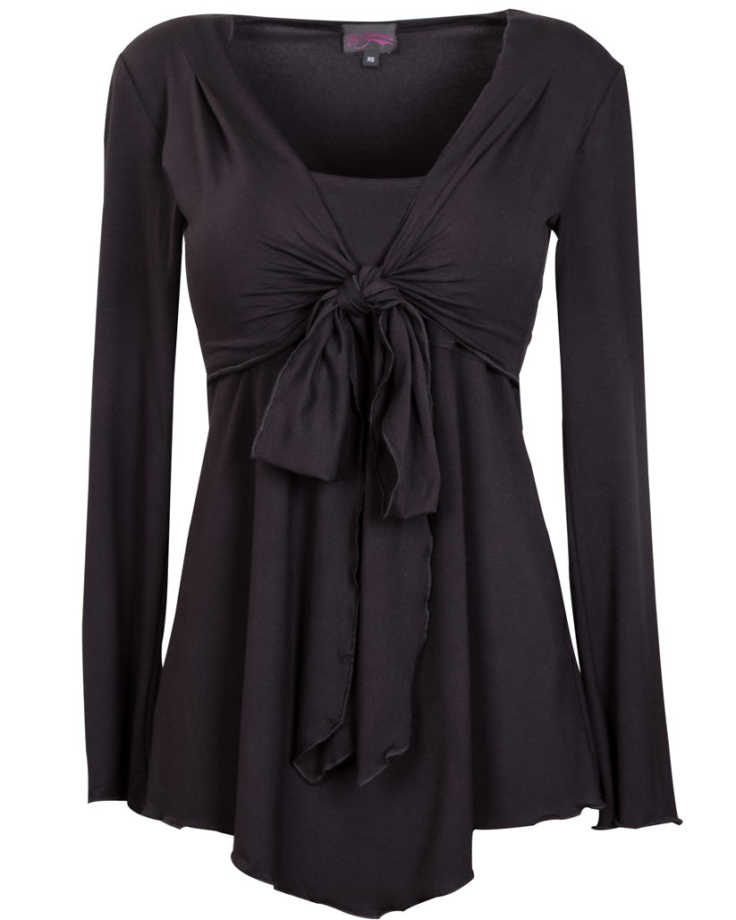 Black Tie Front Breastfeeding Top