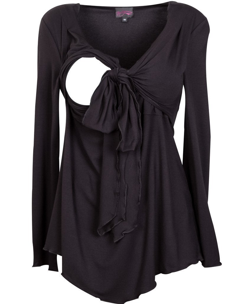 Black Tie Front Breastfeeding Top
