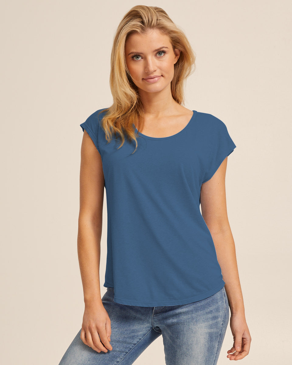 Linen Nursing Tee - Heritage Blue - Peachymama
