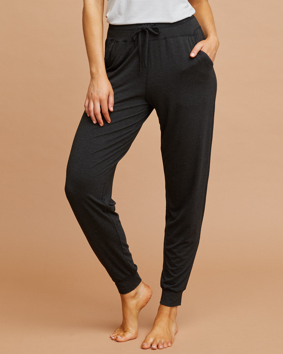 Bamboo Post Pregnancy Lounge Pants - Black - Peachymama