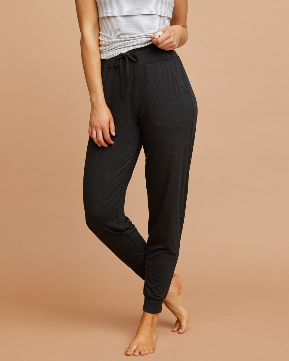 Bamboo Post Pregnancy Lounge Pants - Black - Peachymama