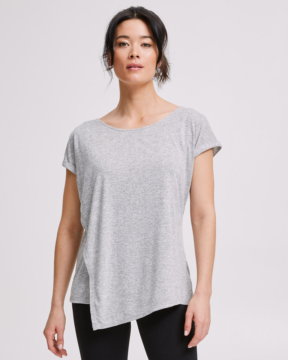 Active Asymmetric Tee - Grey Marle - Peachymama - 3