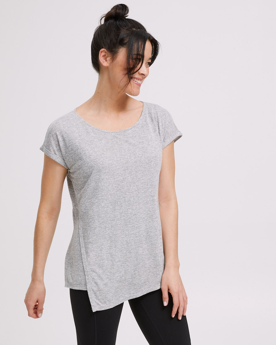 Active Asymmetric Tee - Grey Marle - Peachymama - 4