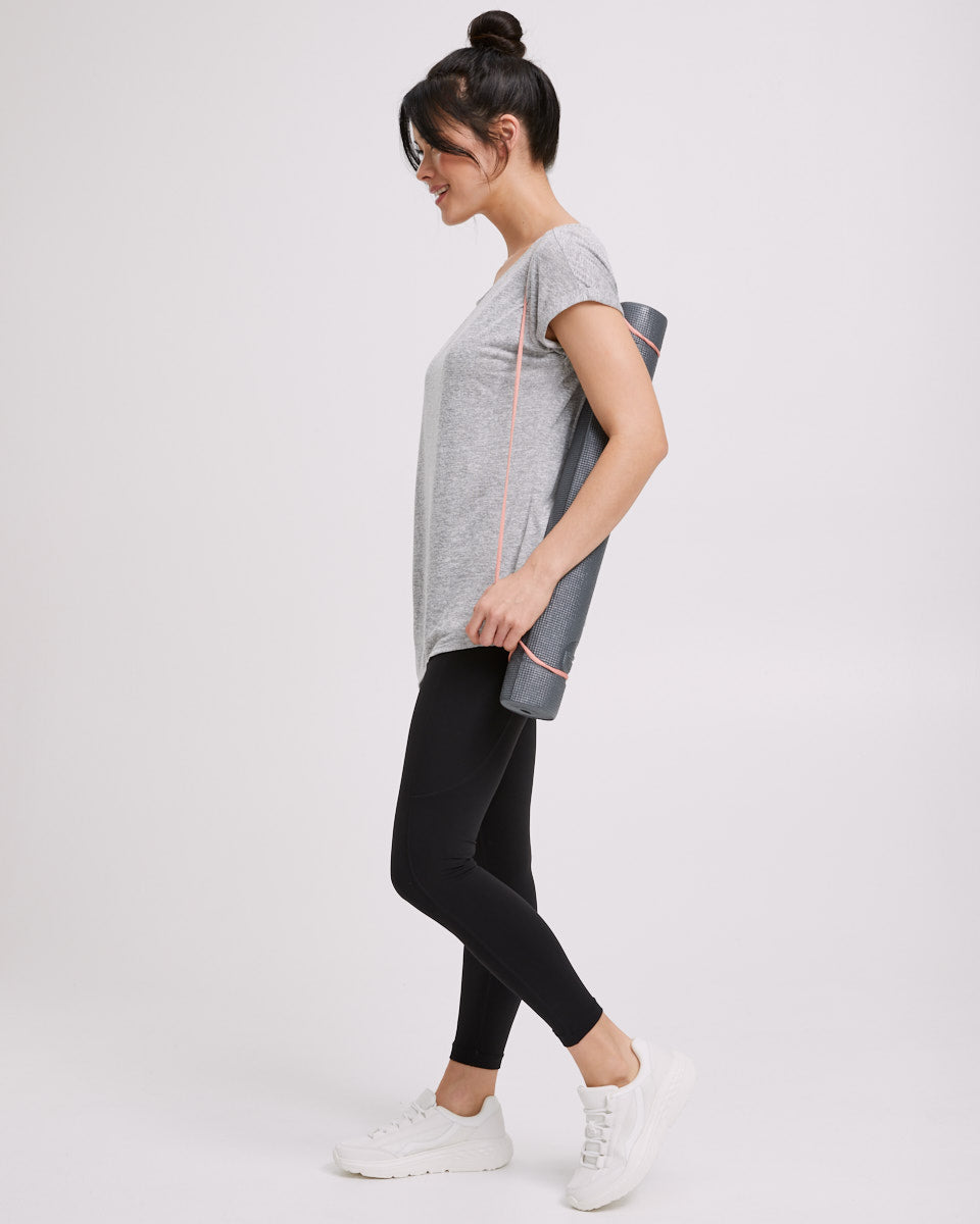 Active Asymmetric Tee - Grey Marle - Peachymama - 6