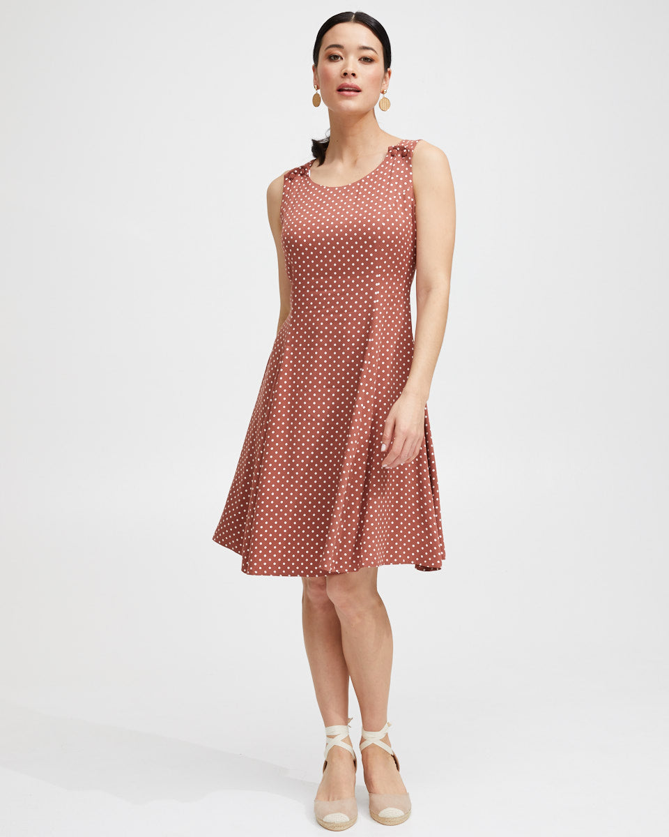 Pinafore Nursing Dress Rust Polkadot Peachymama