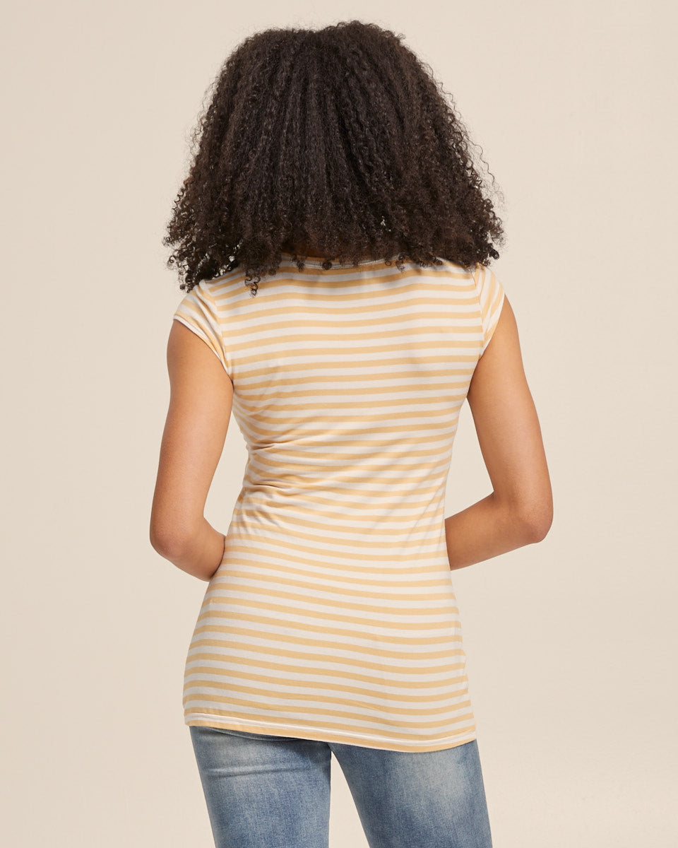 Bamboo Cap Sleeve Nursing Top - Sunshine Stripe - Peachymama - 5