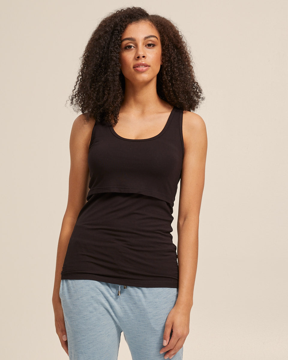 Black Bamboo Nursing Tank Peachymama Australia Fast Delivery