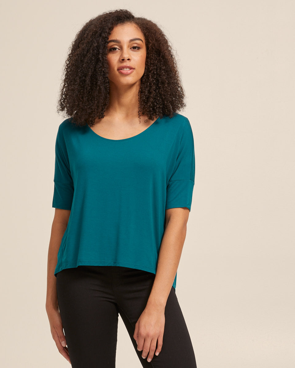 Bamboo Breastfeeding Boxy Tee - Evergreen - Peachymama - 1