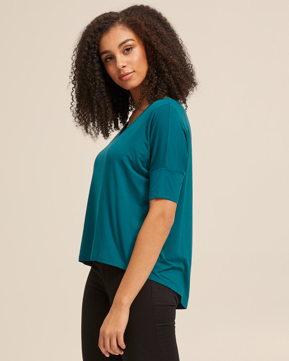 Bamboo Breastfeeding Boxy Tee - Evergreen - Peachymama - 3