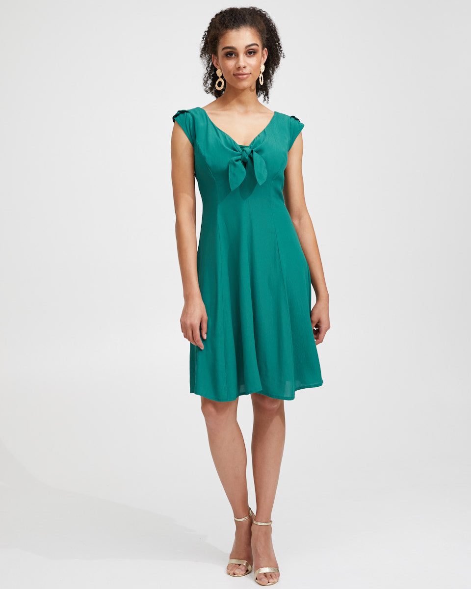 Tie Front Nursing Dress - Evergreen - Peachymama - 1