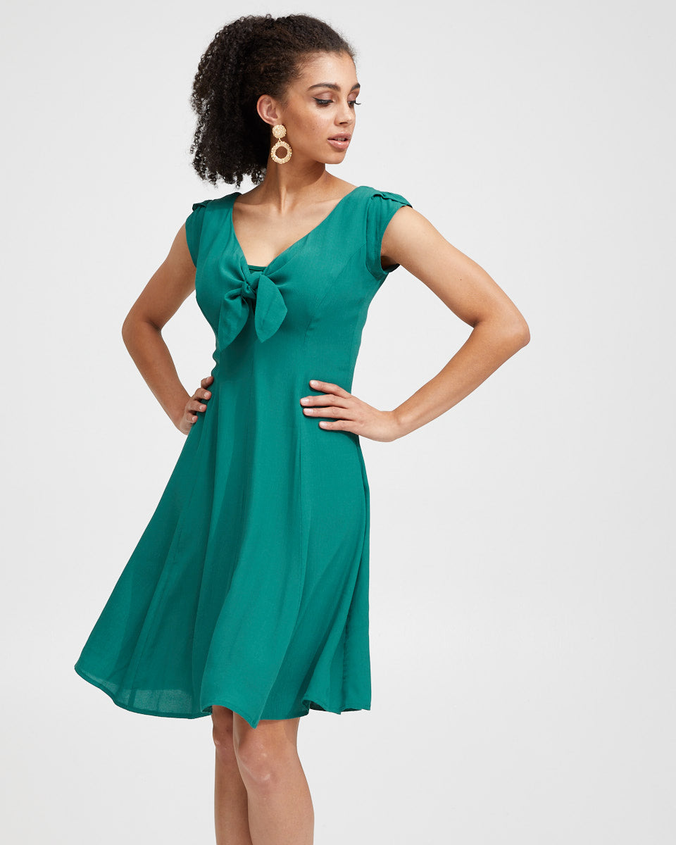 Tie Front Nursing Dress - Evergreen - Peachymama - 4