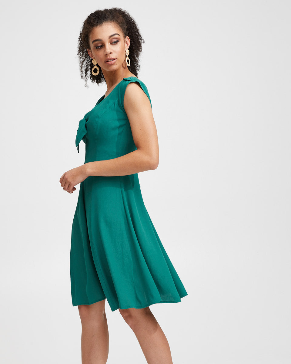 Tie Front Nursing Dress - Evergreen - Peachymama - 5