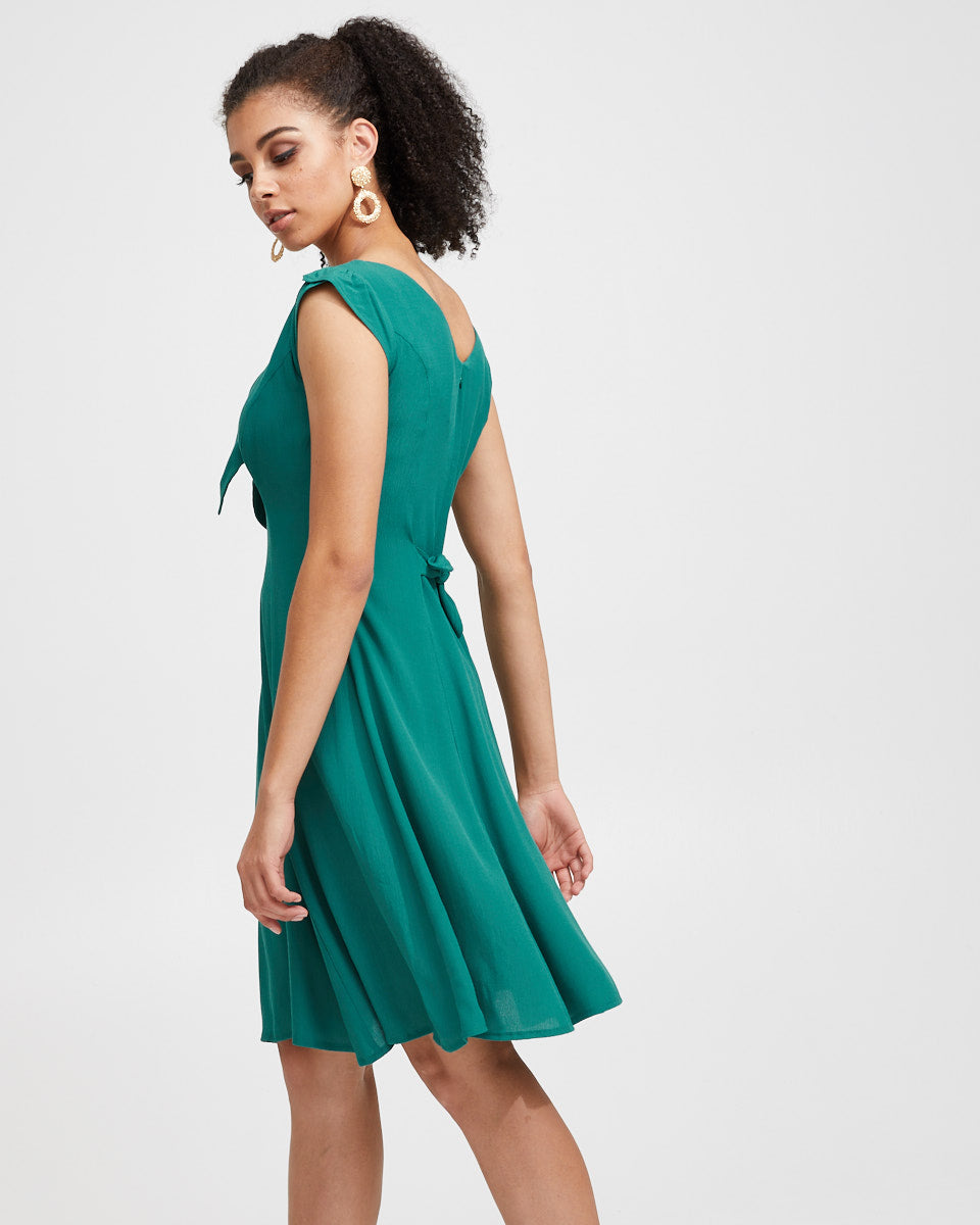 Tie Front Nursing Dress - Evergreen - Peachymama - 6