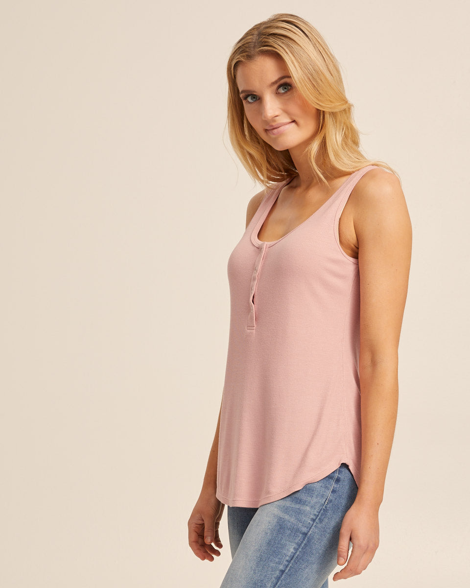 Ribbed Breastfeeding Tank - Dusty Pink - Peachymama - 3