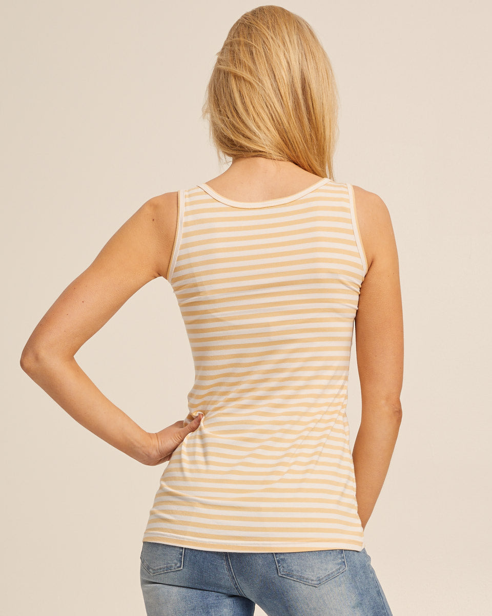 Bamboo Nursing Tank in Yellow Stripe - Peachymama - 4