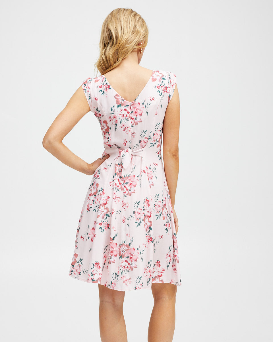 Tie Front Nursing Dress - Pink Floral - Peachymama - 3