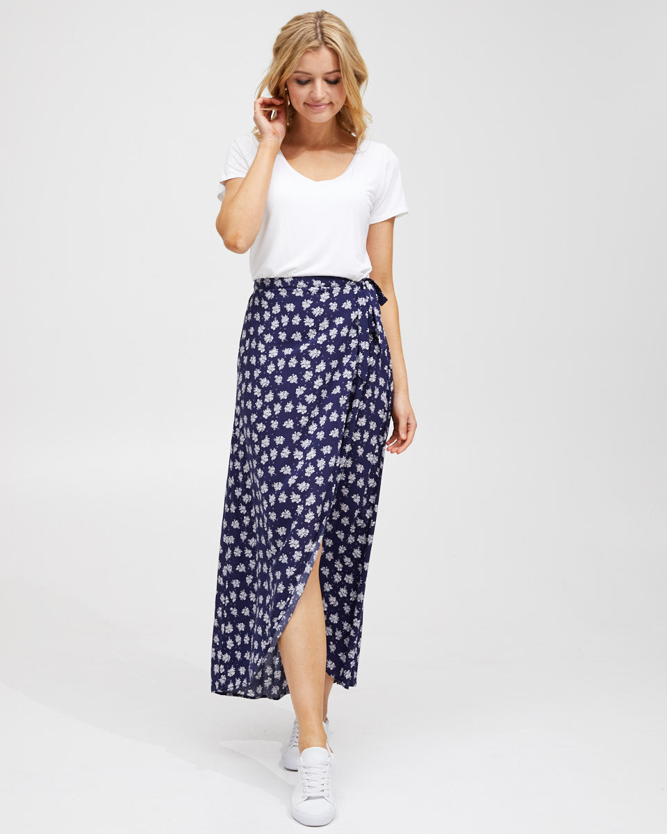 Wrap Skirt - Navy Floral - Peachymama - 3