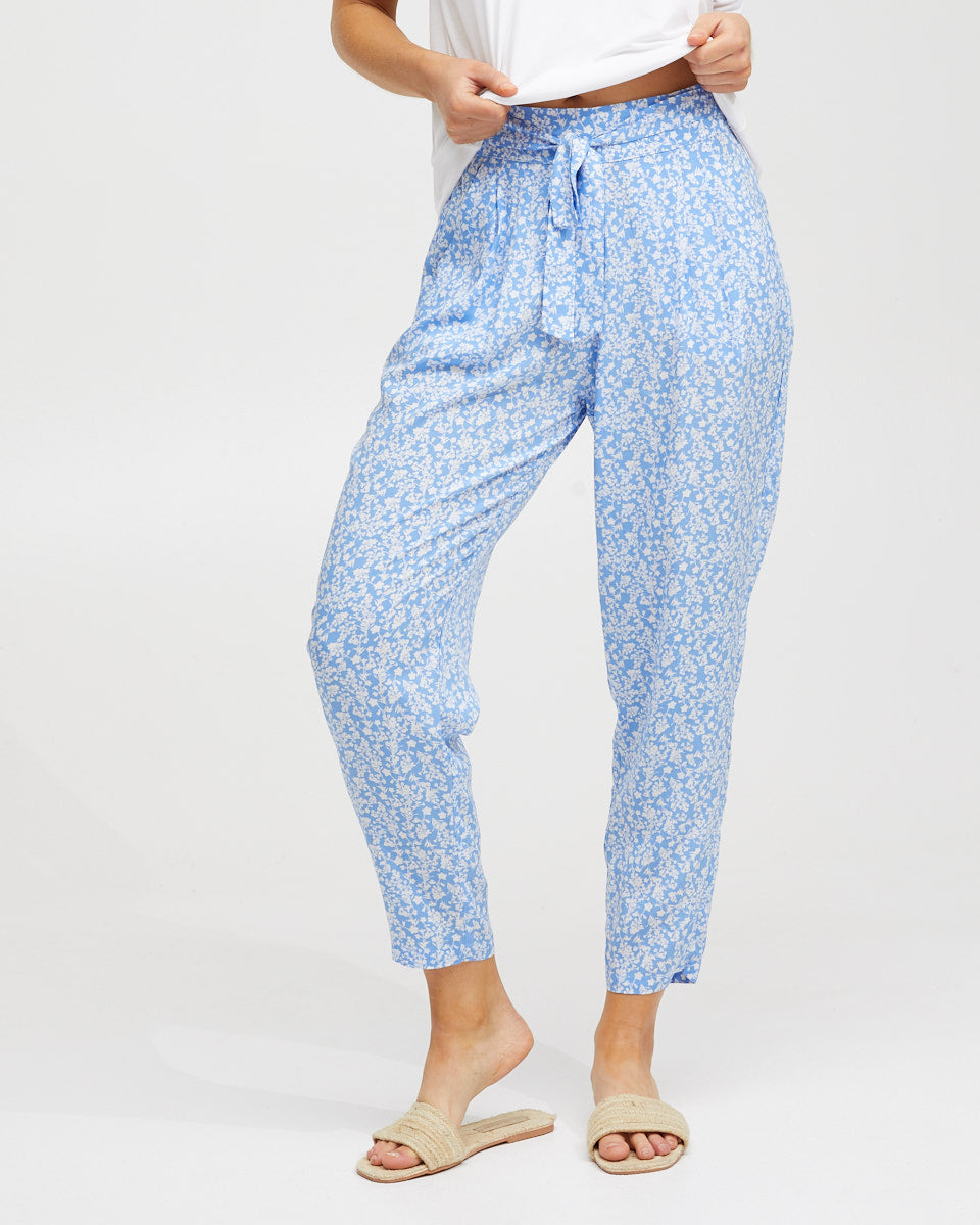 Harem Postpartum Pants - Blue Floral - Peachymama - 1