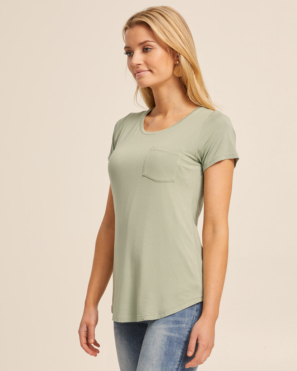 Scoop Hem Bamboo Nursing Tee - Khaki - Peachymama - 4