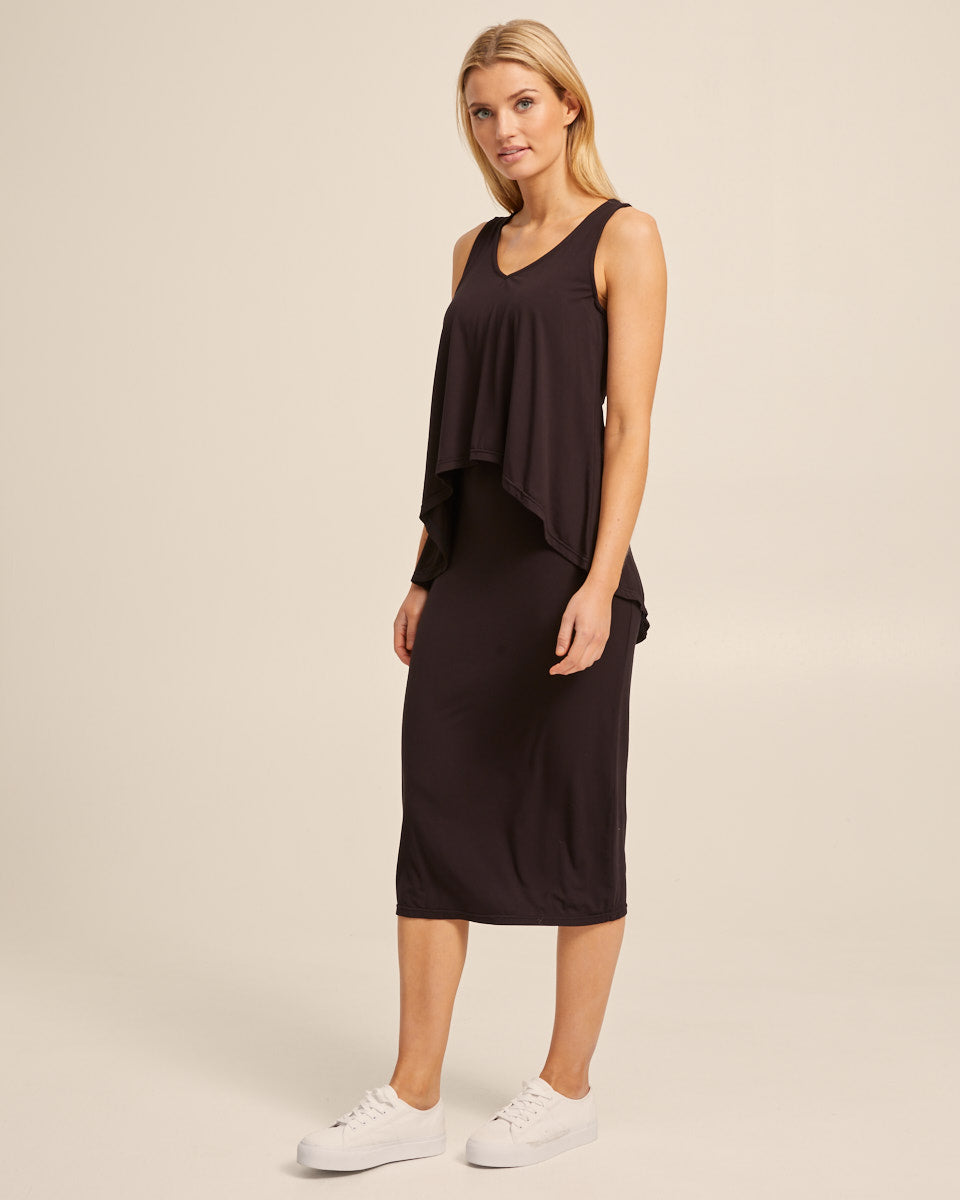 Waterfall Bamboo Nursing Dress - Black - Peachymama - 5
