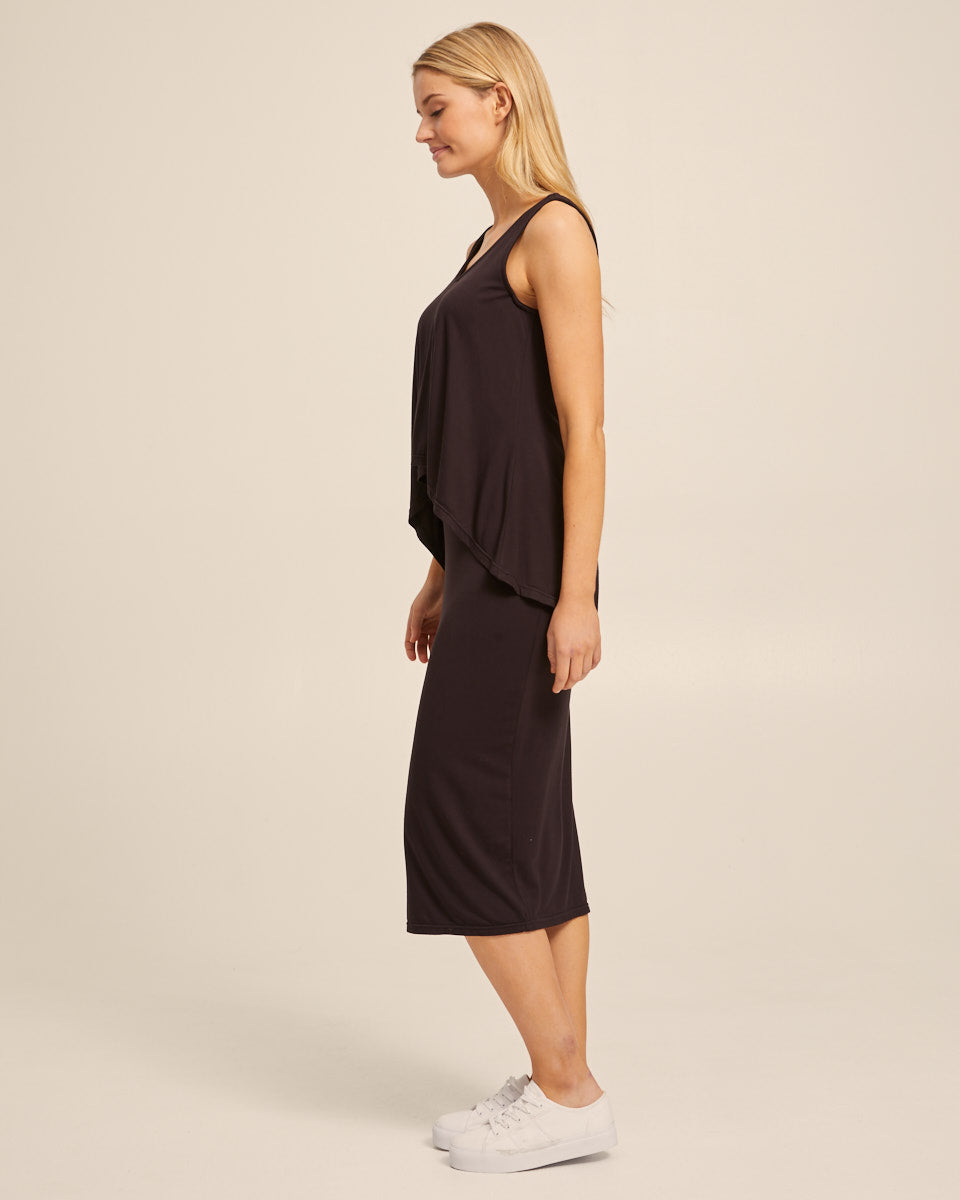 Waterfall Bamboo Nursing Dress - Black - Peachymama - 6