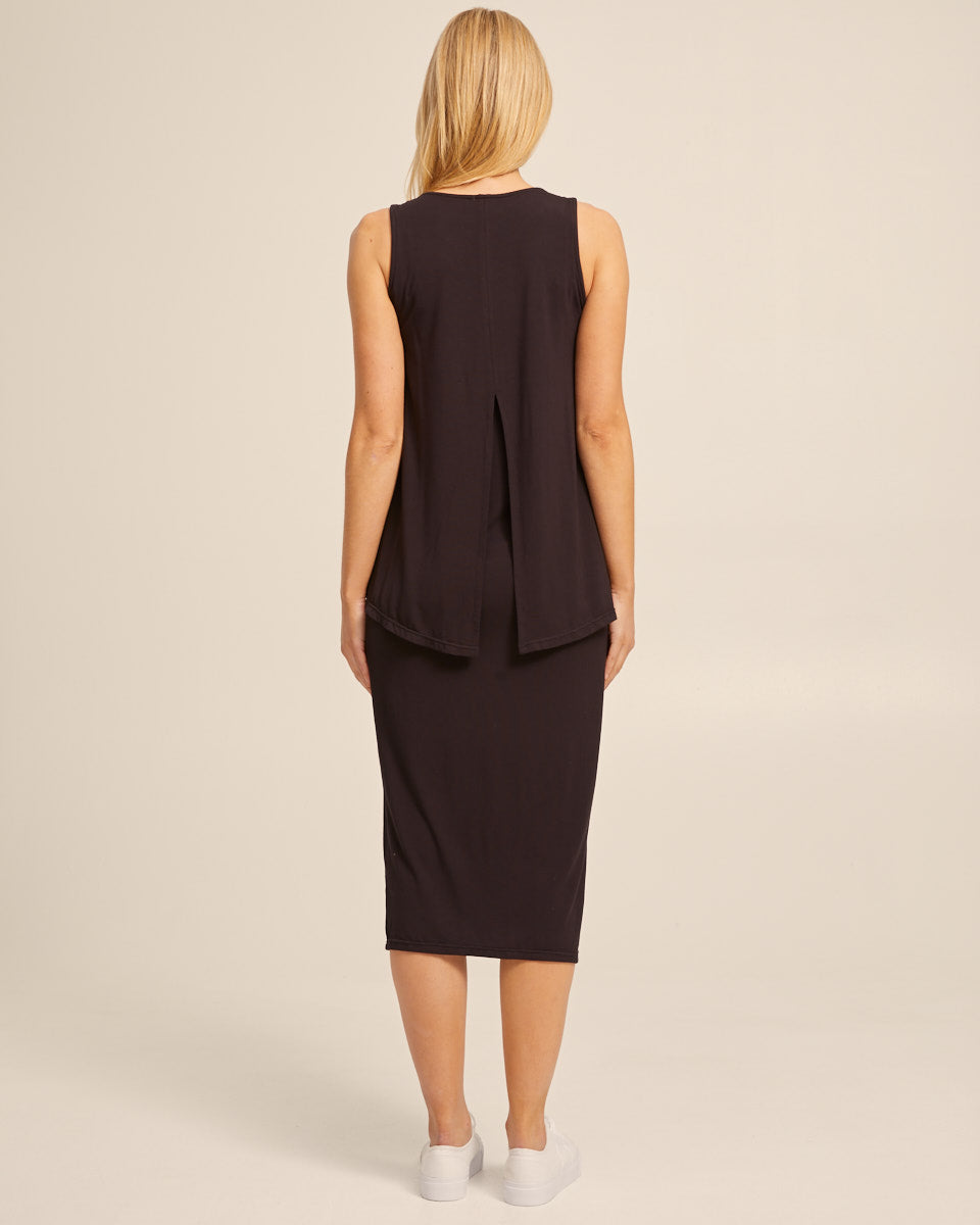 Waterfall Bamboo Nursing Dress - Black - Peachymama - 7