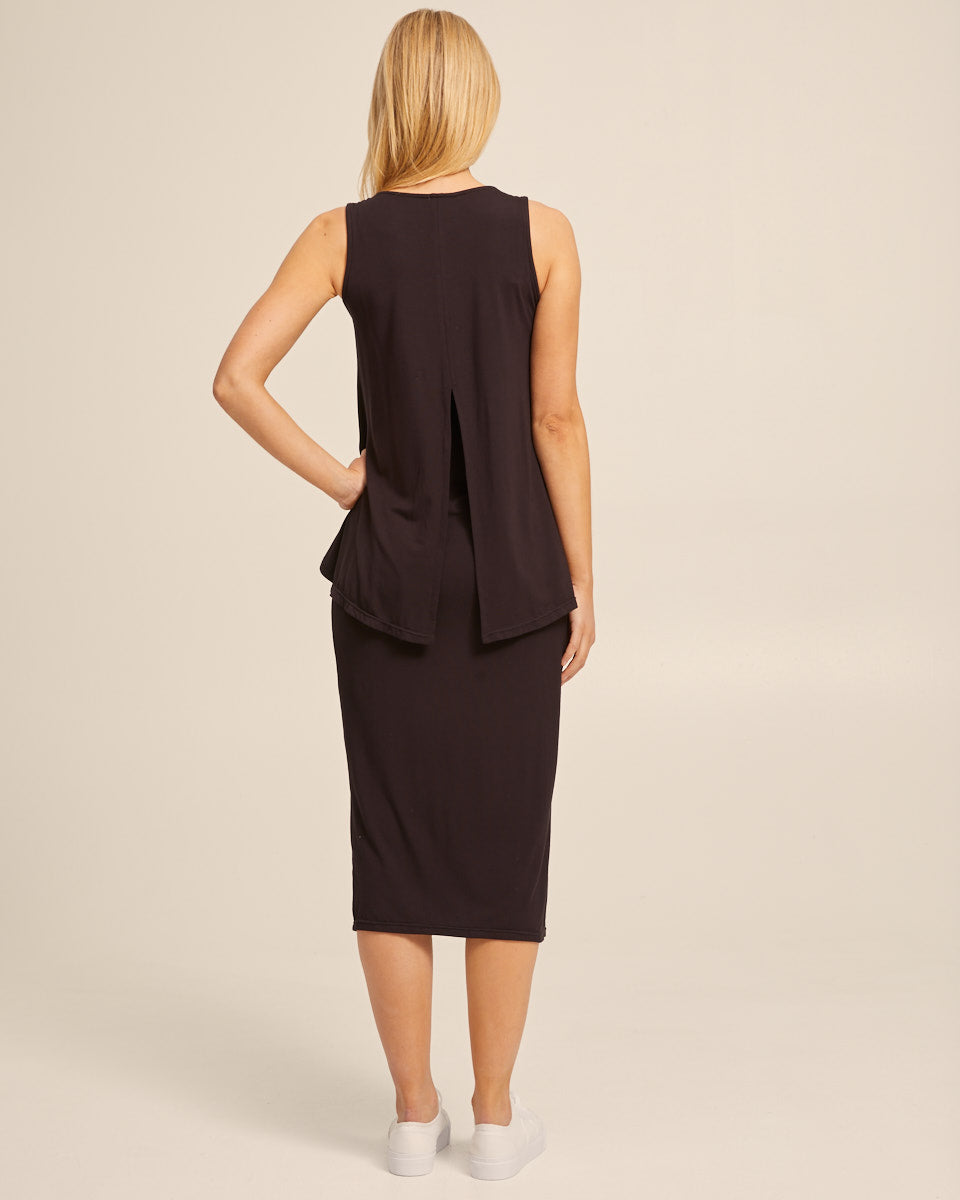 Waterfall Bamboo Nursing Dress - Black - Peachymama - 4