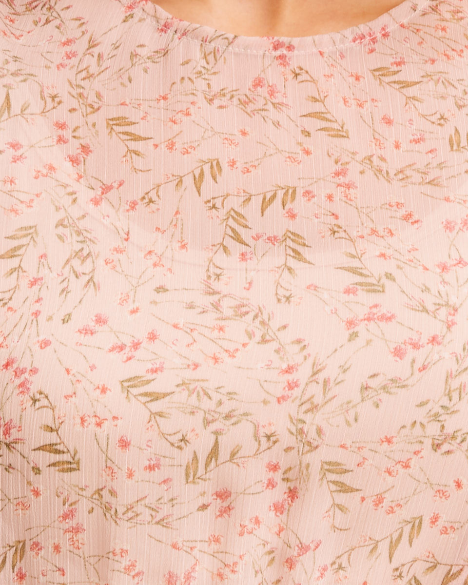 Sheer Ruffle Nursing Dress - Blush Floral fabric