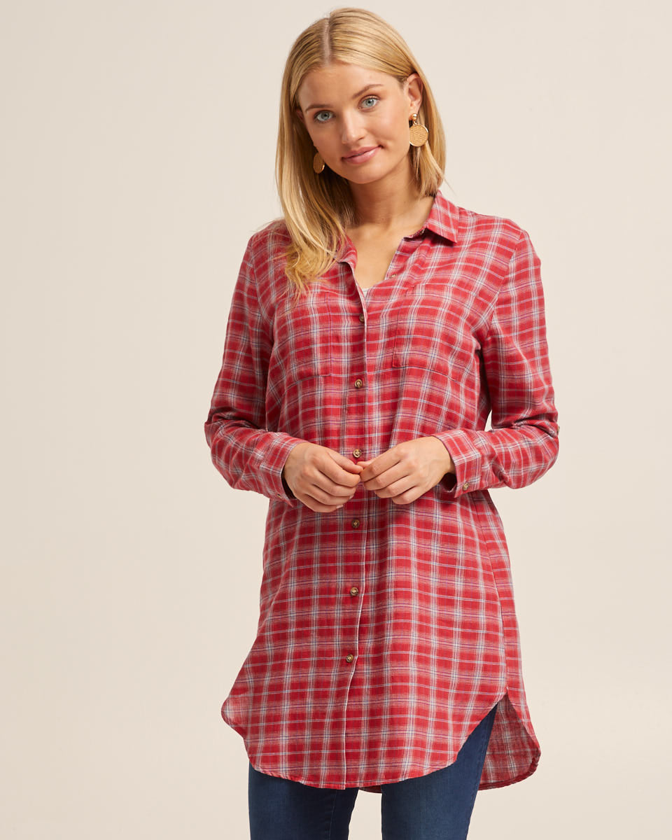 Red Check Long Nursing Shirt