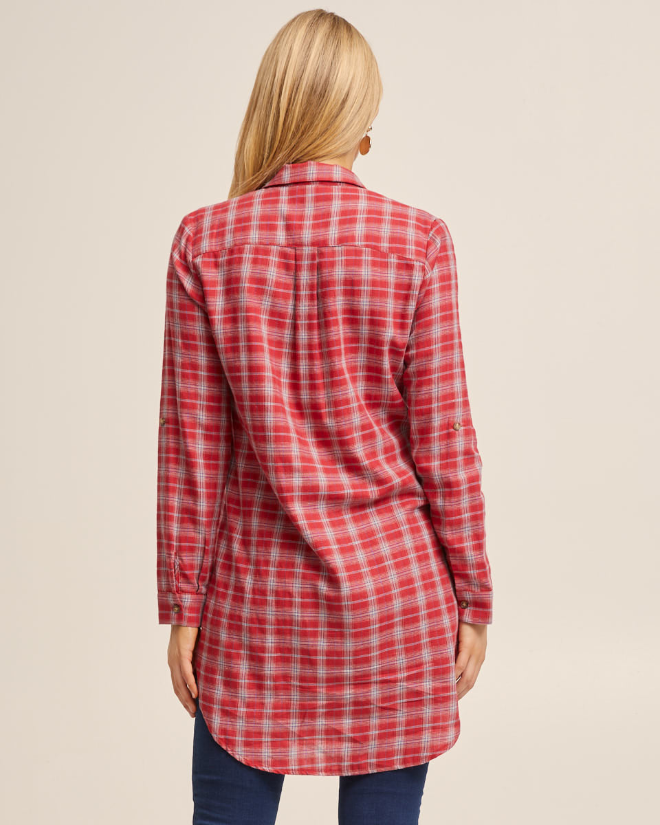 Red Check Long Nursing Shirt