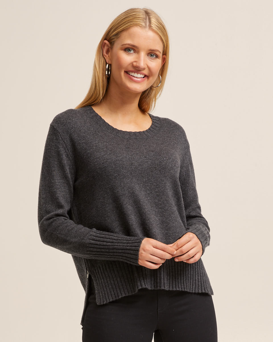 Nursing Knit Sweater -  Charcoal