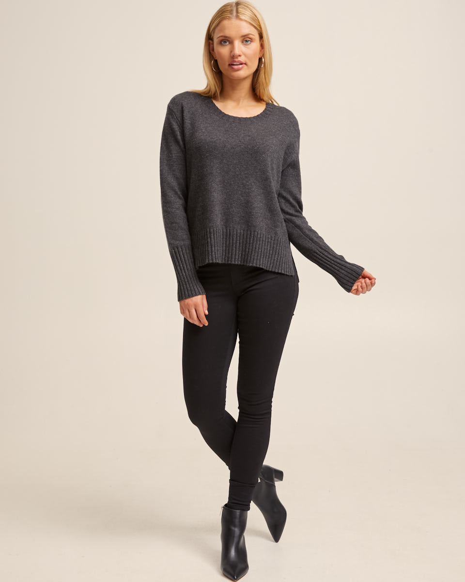 Nursing Knit Sweater -  Charcoal - Peachymama