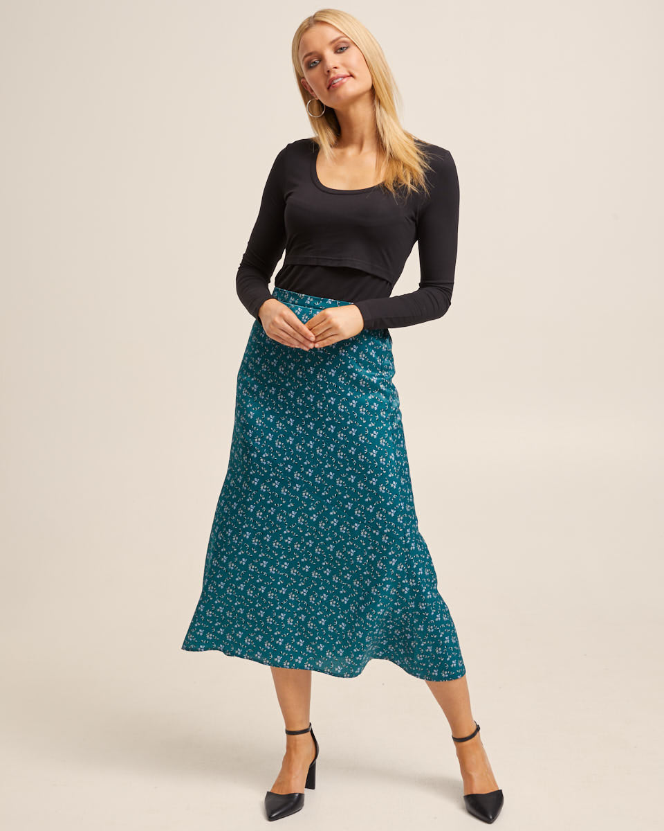 Postpartum Midi Skirt - Evergreen