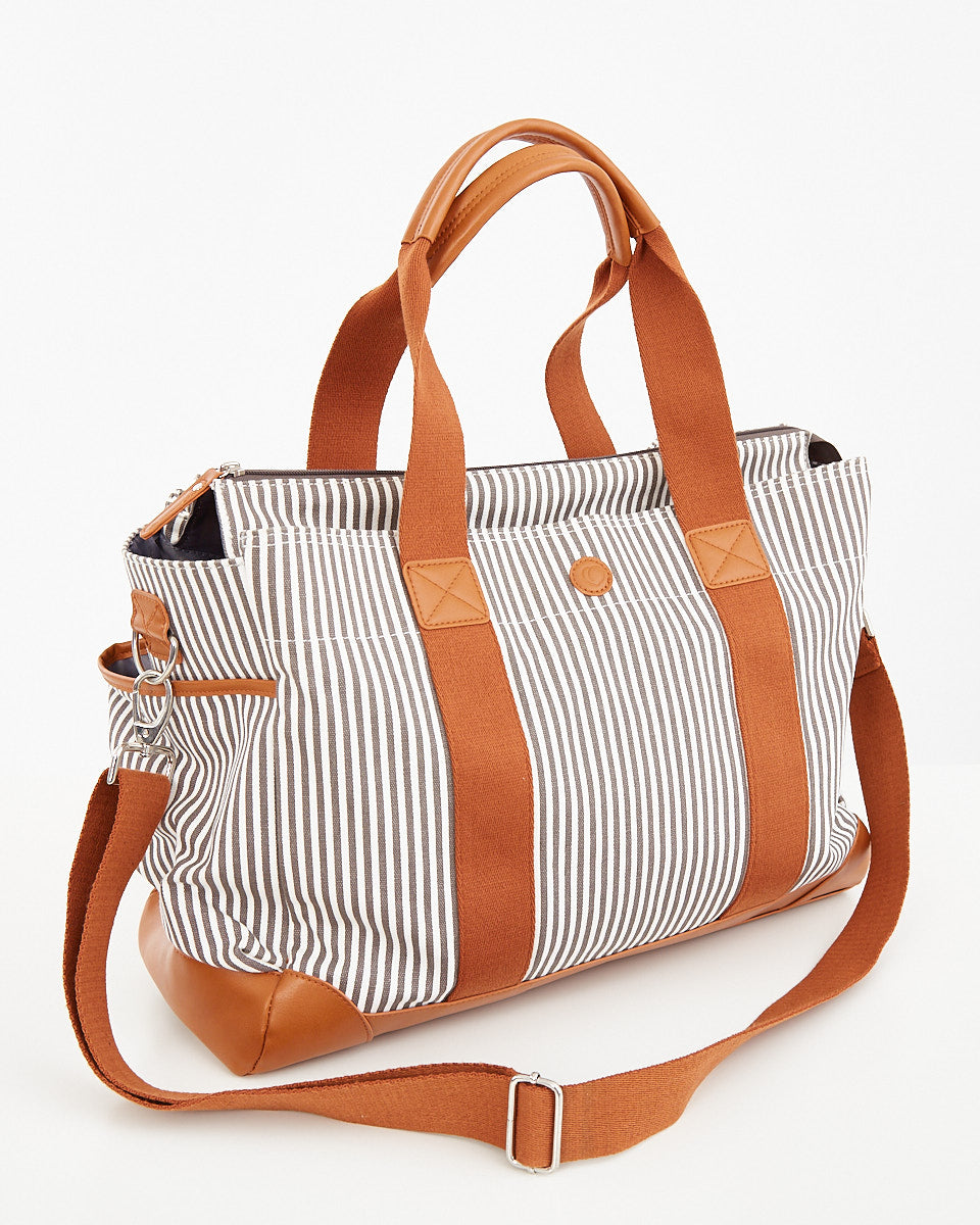 The Nappy Bag -  Dawn Grey Stripe - Peachymama