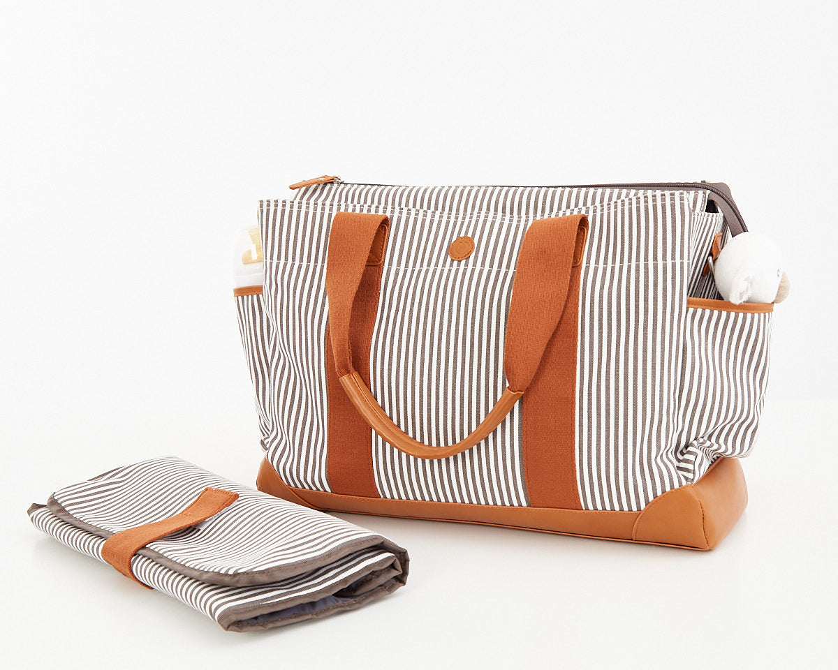 The Nappy Bag -  Dawn Grey Stripe - Peachymama