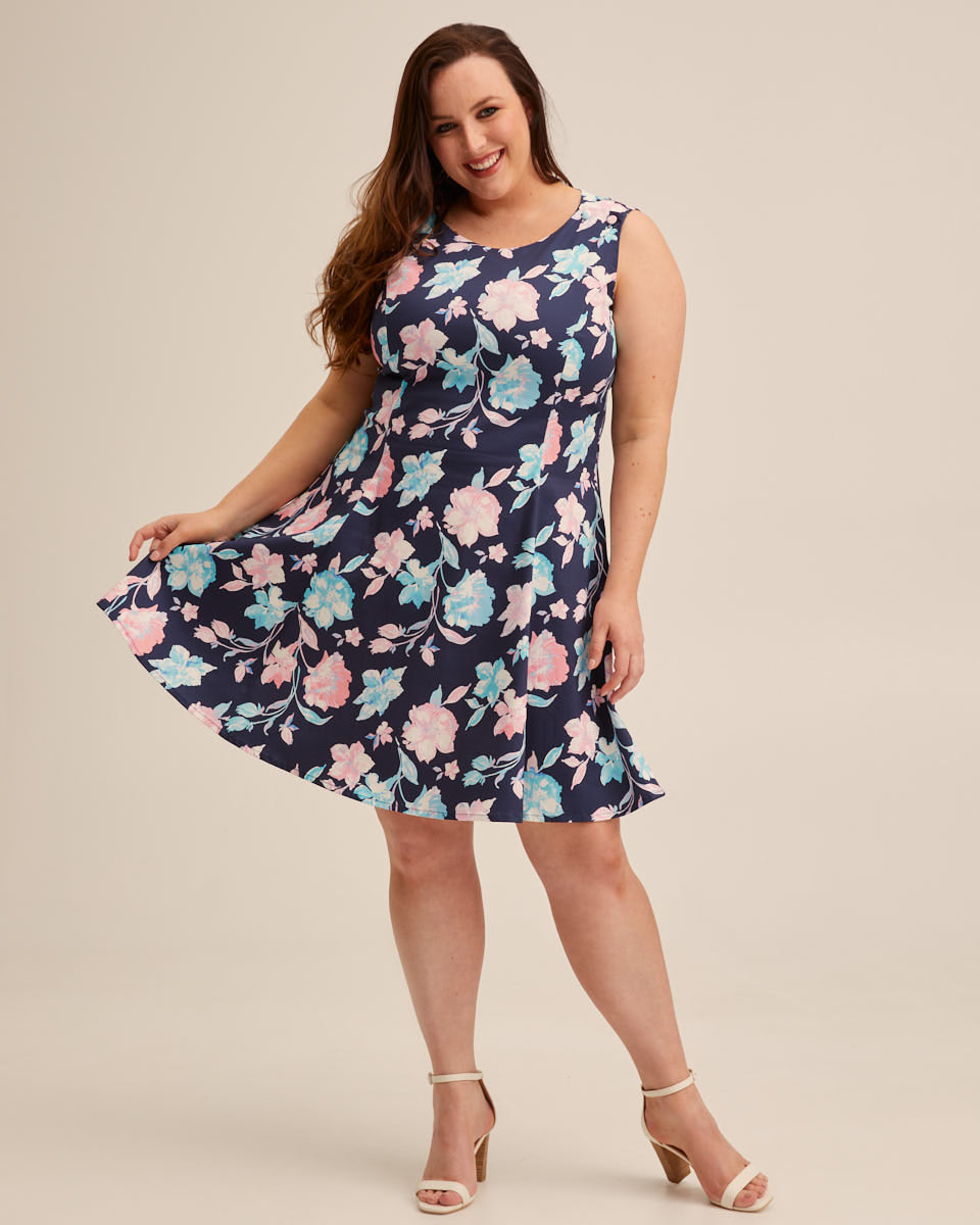 Pinafore Nursing Dress - Navy Floral