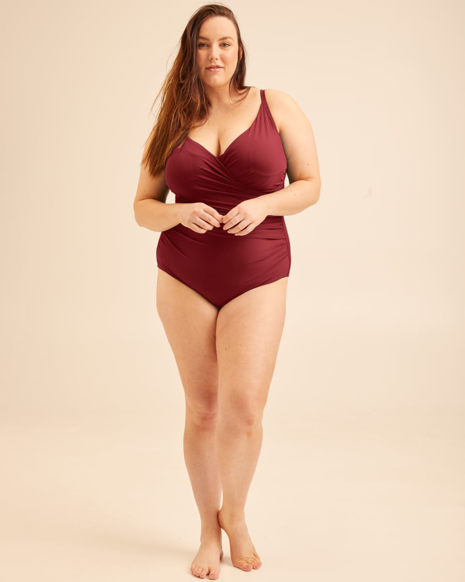 Wrap Nursing Swimsuit - Ruby Wine - Peachymama