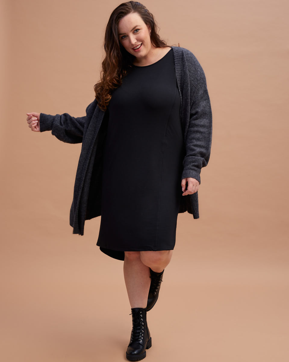 Breastfeeding T Shirt Dress Black Peachymama