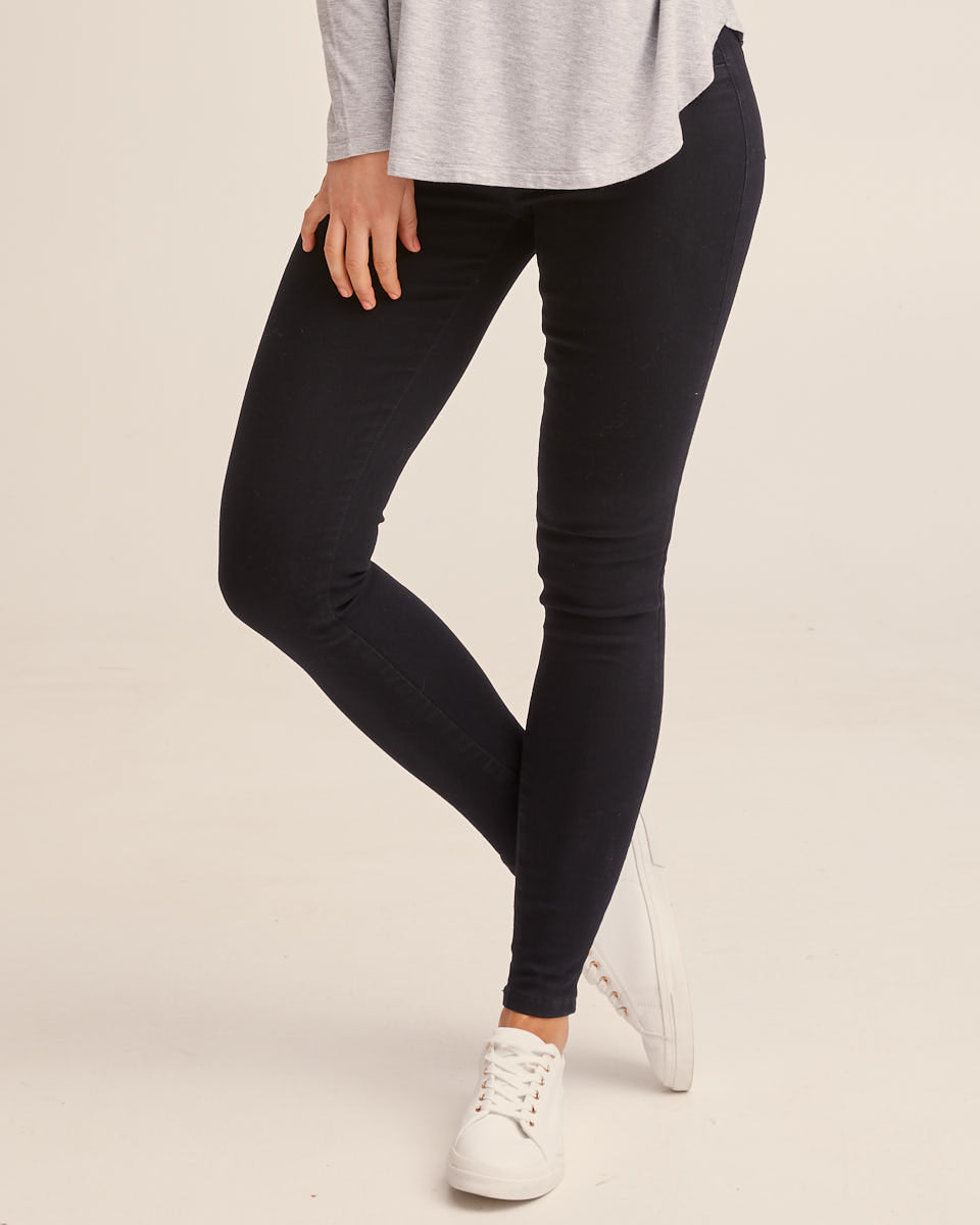 High Waist Stretch Denim Jeans - Black – Peachymama