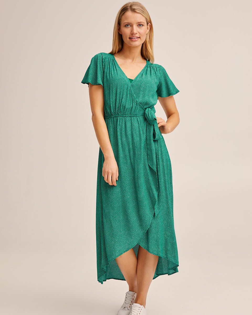 Wrap Nursing Dress - Evergreen Print