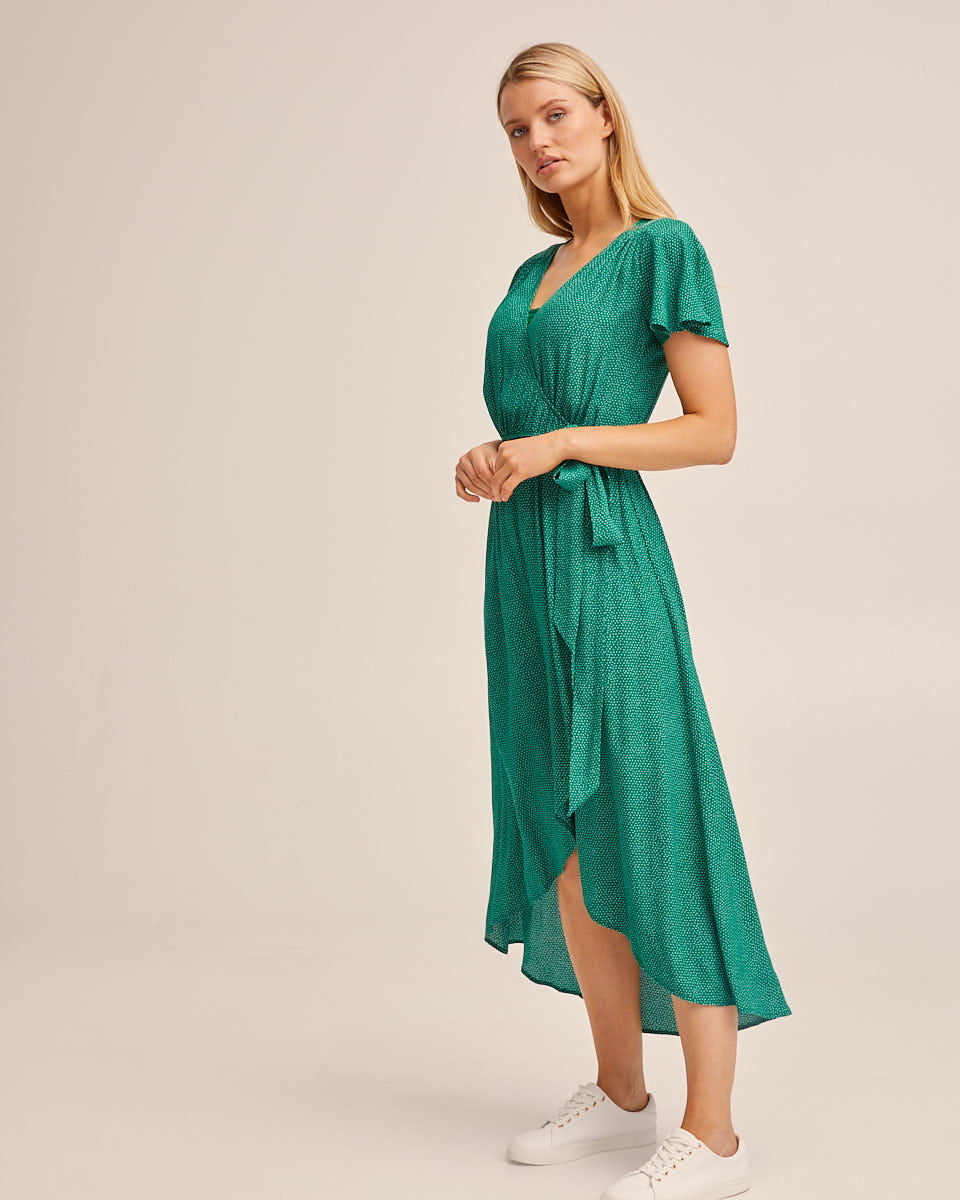 Wrap Nursing Dress - Evergreen Print