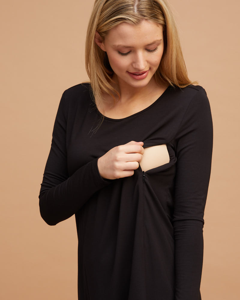 Breastfeeding T-Shirt Dress - Black