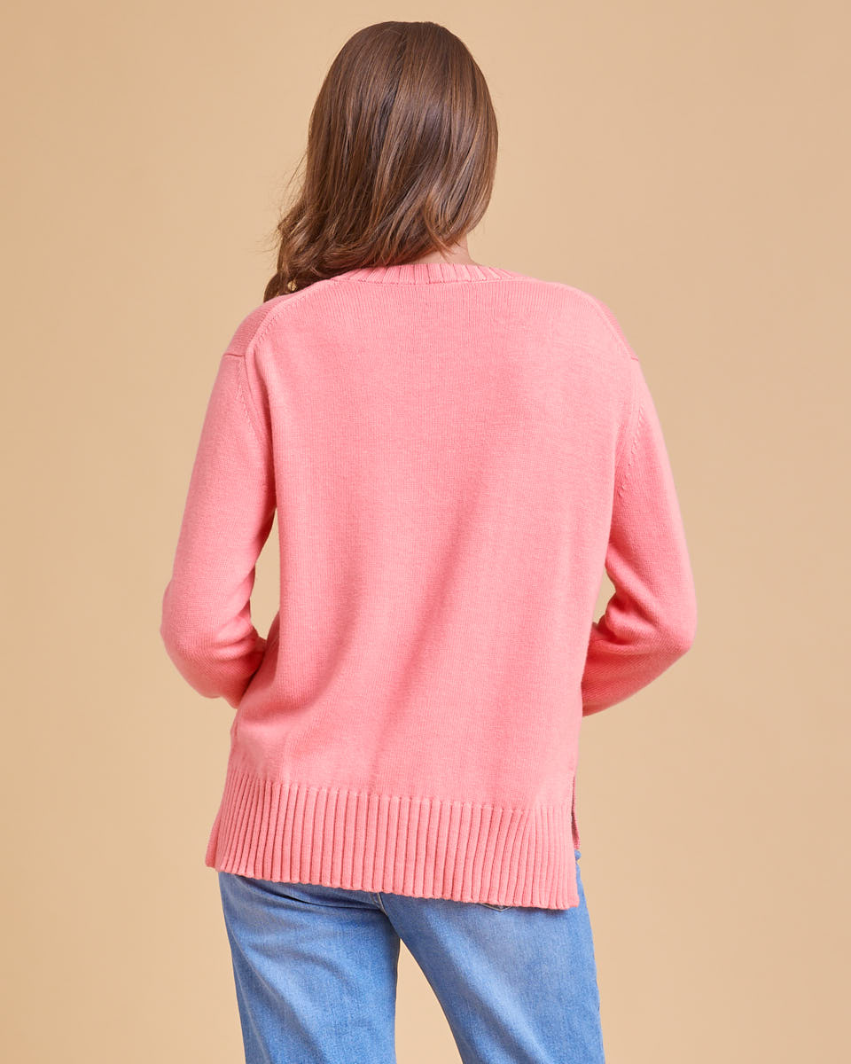 护理针织毛衣 - 粉色