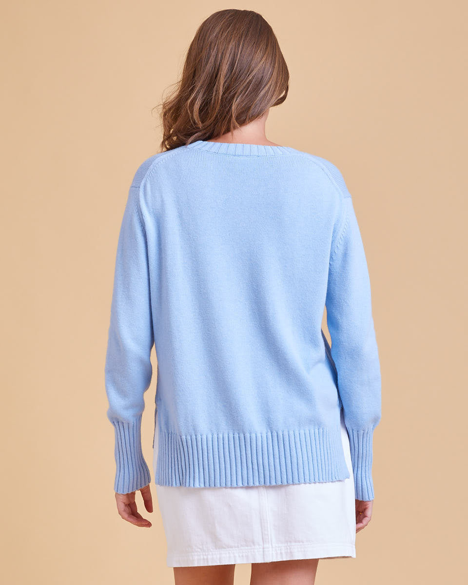 哺乳针织毛衣-天蓝色