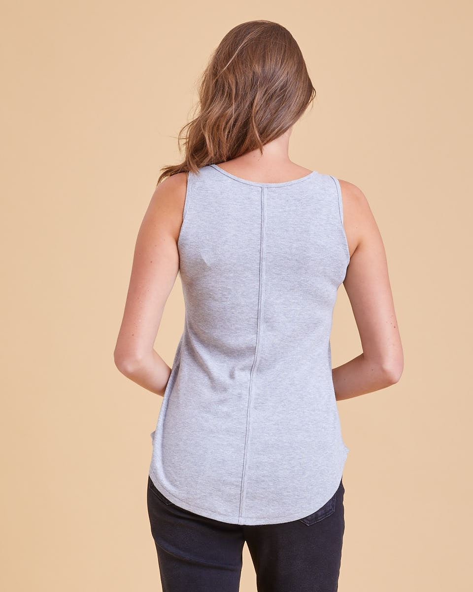 Ribbed Nursing Tank - Grey Marle - Peachymama